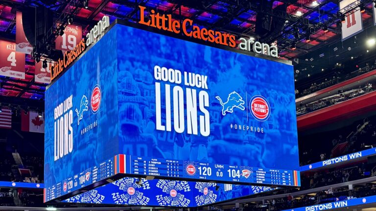 The Detroit Pistons defeated the Oklahoma City Thunder 120-104 in Detroit, MI at Little Caesars Arena. Jalen Duren had a big game and a career high 21 rebounds and 6 assists. Article by Brandon Dent. Photo Credit Brandon Dent.