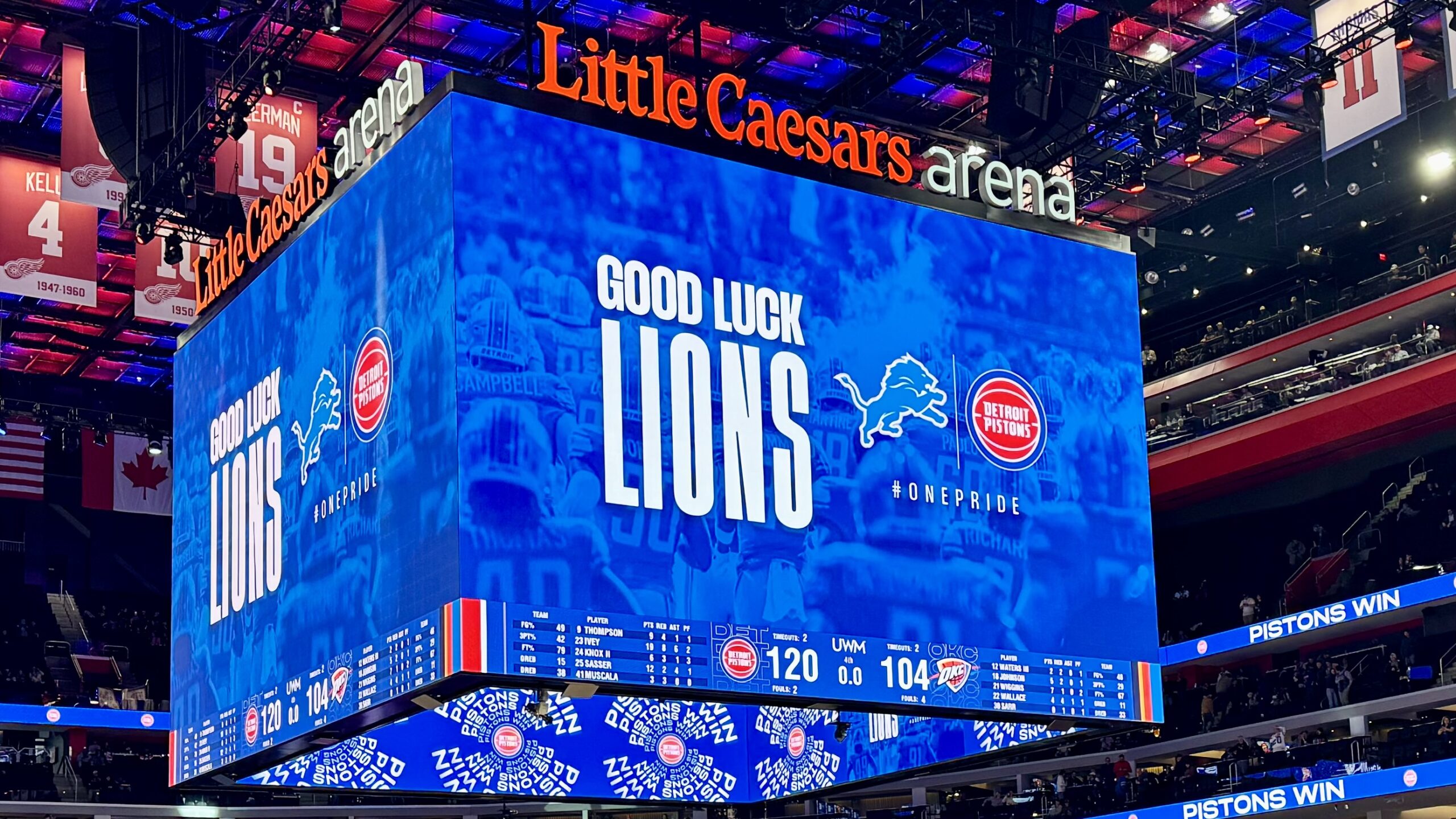 The Detroit Pistons defeated the Oklahoma City Thunder 120-104 in Detroit, MI at Little Caesars Arena. Jalen Duren had a big game and a career high 21 rebounds and 6 assists. Article by Brandon Dent. Photo Credit Brandon Dent.