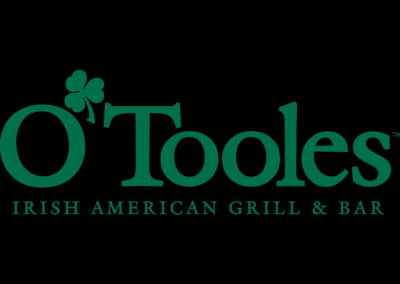 Logo for O'Leary's Irish American Grill & Bar, featuring green typography and a shamrock graphic.