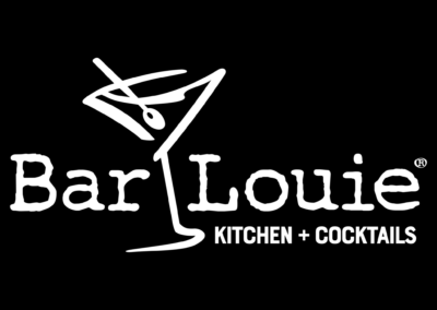 Brand logo on a black background with white abstract line art and the text 'Kitchen + Cocktails' indicating a bar and kitchen brand.